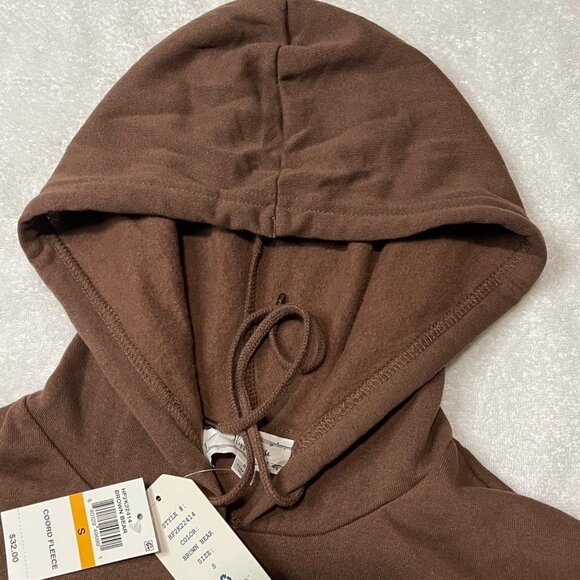 Hippie Rose Graphic Cropped Hoodie - Womens Brown Cozy Pullover Sweatshirt - Picture 8 of 15